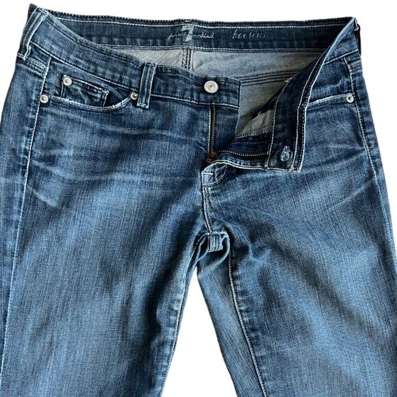 7 for All Mankind Bootcut Faded Denim Distressed Frayed Hem Jeans sz 28 - Picture 7 of 11